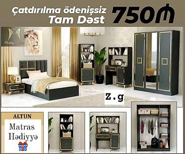 levent mebel: Yataq otağı üçün tam dəst – klassik qara/altun tonlarında müasir — 1