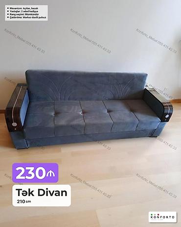 Tək divan – 210 sm - Mexanizm: açılan, bazalı - Yastıqlar: 2 ədəd lalafo.az -da Tək divan – 210 sm - Mexanizm: açılan, bazalı - Yastıqlar: 2 ədəd