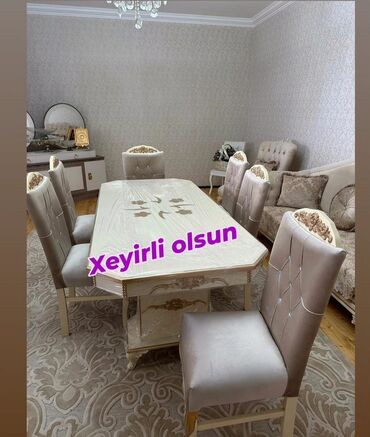 отдам бесплатно мебель: Для гостиной, Новый, Нераскладной, Прямоугольный стол, 6 стульев, Азербайджан