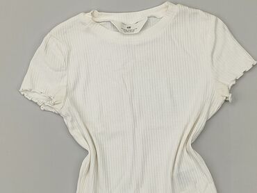 spodnie z wysokim stanem woskowane: Футболка, H&M, 10 р., 134-140 см, стан - Хороший
