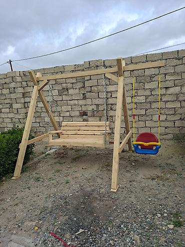 uşaq ucun yellencek: Həyətyanı sahələr və bağlar üçün taxta yelləncək dəsti - Material — 3