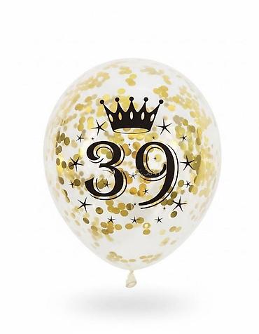 12 9: Шары, шарик на день рождения, 39 лет - 6 шт, внутри шарика конфетти — 3