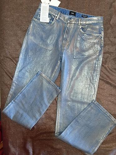 aksa: C&A ženske farmerke – Iconic Straight, srebrni metalik premaz l/xl — 1