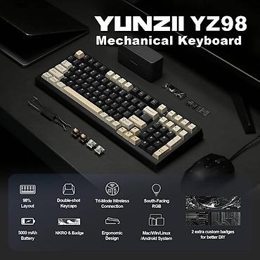 hot: Клавиатура, Yunzii, Механическая, Bluetooth, Проводное подключение, Размер: 100% — 2