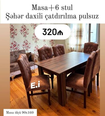 otax qapları: Masa dəsti / Masa 6 stul 320Azn💥 ✔️Rəng seçimi var Masa ölçü 90x160