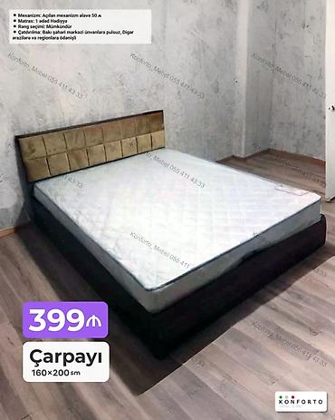 Çarpayı – 160×200 sm - Qiymət: 399 ₼ - Başlıq hissəsi yumşaq parçalı lalafo.az -da Çarpayı – 160×200 sm - Qiymət: 399 ₼ - Başlıq hissəsi yumşaq parçalı