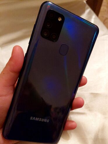 Samsung: Samsung Galaxy A21S, 32 GB, rəng - Göy, Barmaq izi, İki sim kartlı