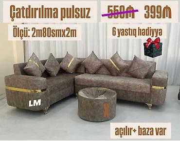 Divan və masa dəstləri: Künc divan dəsti - Ölçü: 2 m 80 sm x 2 m - Model: L formalı künc — 1