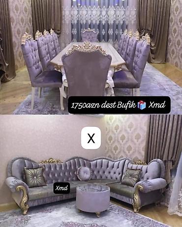 stul bar: Klassik üslubda dəst mebel - Yemək otağı dəsti: Uzun düzbucaqlı masa — 1