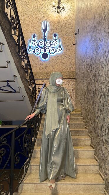 платья мусульманская: Вечернее платье, Длинная модель, С рукавами, 3XL (EU 46)