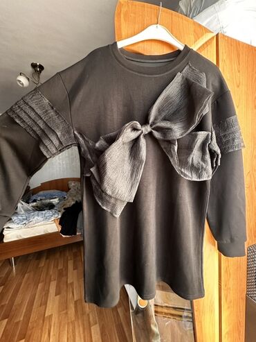 вязаное платье с открытой спиной: Күнүмдүк көйнөк, Күз-жаз, Кыска модель, Трикотаж, Оверсайз, L