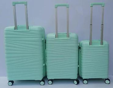 Putni koferi i torbe: Set kofera za putovanje – 3 komada, mint zelena boja - Tvrda školjka — 14