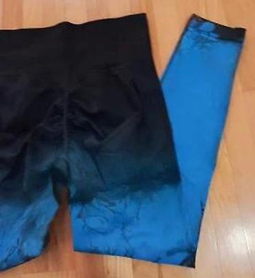 Helanke, biciklistički šortsevi: Ženske helanke sa visokim strukom u crno-plavoj tie-dye boji. Helanke — 24