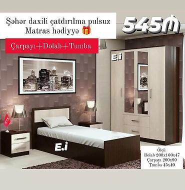 kombi ucun dolab: Yataq otağı dəsti – Çarpayı + Dolab + Tumba Komplekt tərkibi: - — 1