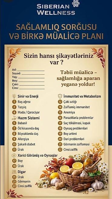 Siberian Wellness – Sağlamlıq sorğusu və fərdi müalicə planı Xidmətin