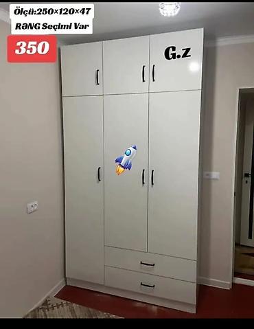 metbex skaf: Ağ rəngli çoxfunksiyalı paltar şkafı - Ölçü: 250×120×47 sm (şəkildə — 1