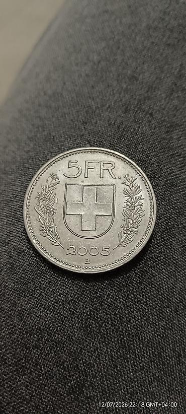 frank: İsveçrə 5 frank sikkəsi – 2005 - Nominal: 5 FR (İsveçrə frankı) - — 2