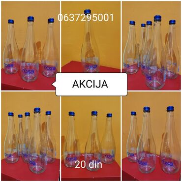 Kuća i bašta: Flaše staklene 0.75 od Rose vode sa zavijacima etiketa se lako skida
