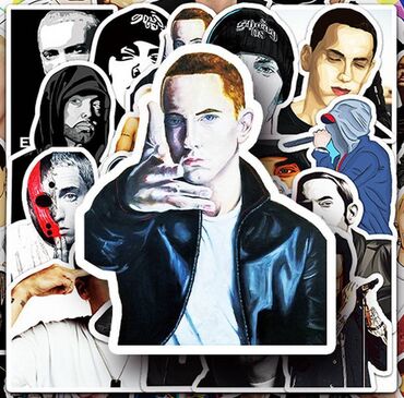 самоклеящаяся бумага: Набор наклеек "Eminem" 10 шт / Самоклеящиеся стикеры с Эминемом