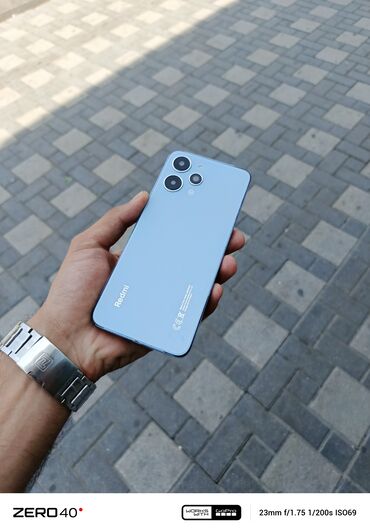 islenmis telfonlar: Redmi 12, 128 GB, rəng - Göy, Düyməli, Barmaq izi, Face ID