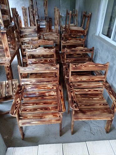 Bağ, çöl masa və oturacaq dəstləri: Yeni, Dördbucaq masa, Açılmayan, Stullar ilə, Taxta, Azərbaycan — 7