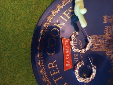 Sırğalar: Gümüş rəngli hörgü naxışlı halqa sırğalar - Model: qalın, burma/hörgü — 7