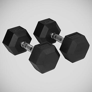 girya: Altıbucaqlı rezin dumbbell dəsti - Çəkilər: Hər başlıqda kilo işarəsi — 2