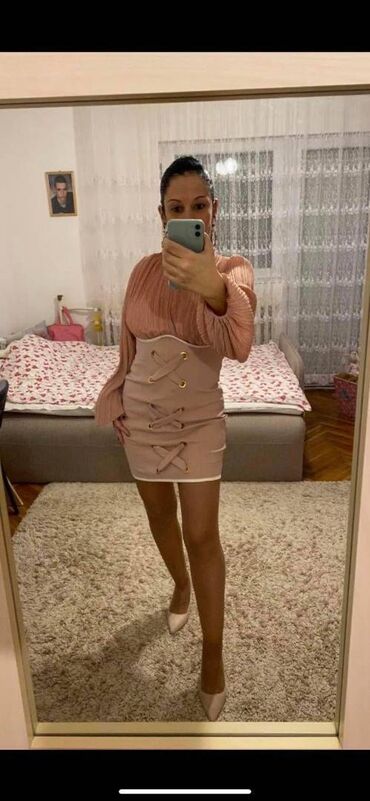 Haljine: M (EU 38), bоја - Roze, Koktel, klub, Dugih rukava — 6