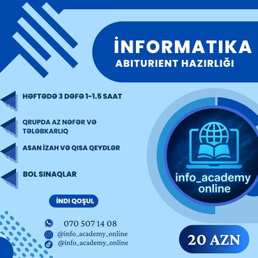 курсы программирования в баку: Repetitor, İnformatika, Azərbaycan dili, İmtahanlara hazırlıq, Abituriyent hazırlığı