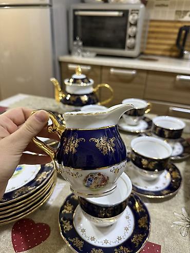 Çay dəstləri və servizlər: Çay dəsti, rəng - Göy, Farfor — 8