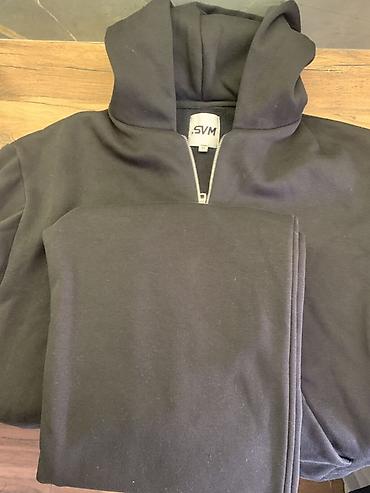 nike tech: Черный комплект из толстовки и брюк SVM - Модель: худи на молнии до — 1