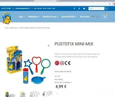 Igračke: Igračka za duvanje mehurića/balona od sapunice; PUSTEFIX Mini Mix; Tri — 6