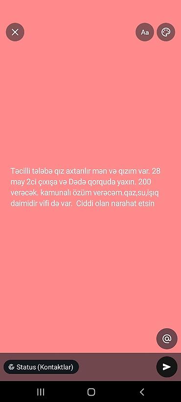 tikinti vakansiya: Otaq yoldaşı tələbə qız axtarıram. mənzil köhnə tikili 3/2. 28 may — 1