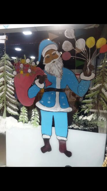 Bayram bəzəkləri: Yeni il vitraj rəsmləri – pəncərə və vitrin bəzəyi - Xidmət: Şüşə — 2