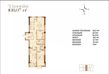 квартира арзан: 3 бөлмө, 109 кв. м, Элитка, 8 кабат, ПСО (өзү оңдоп түзөтүп бүтүү үчүн)