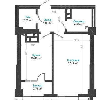 Продажа квартир: 1 комната, 43 м², Элитка, 6 этаж, ПСО (под самоотделку)