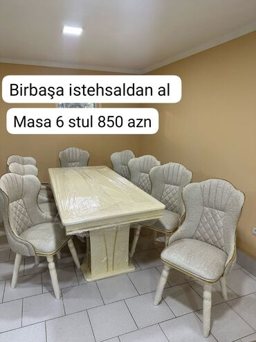 Dolablar: Qonaq otağı üçün, Dördbucaq masa, 6 stul