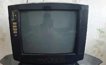 dvd kaset: Köhnə tip katod lampalı televizor (CRT), qara korpuslu, təxminən 20–21 — 1