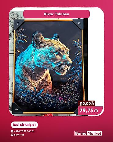 Divar Tablosu – pələng/puma təsvirli, müasir rəng keçidləri və parlaq lalafo.az -da Divar Tablosu – pələng/puma təsvirli, müasir rəng keçidləri və parlaq