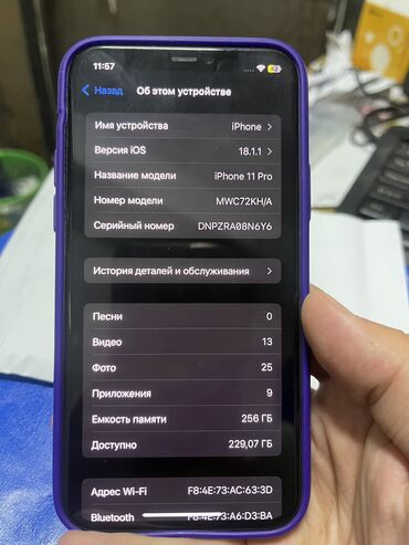 Apple iPhone: IPhone 11 Pro, Б/у, 256 ГБ, Чехол, В рассрочку, 64 %