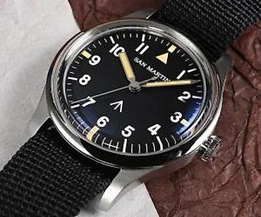 Ručni satovi: San Martin SN0105-G-XB -Crna/Black- Pilot sat- Seiko — 13