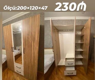 guzgulu dolablar: Yeni, 3 qapılı Düz dolab, Qarderob, paltar dolabı