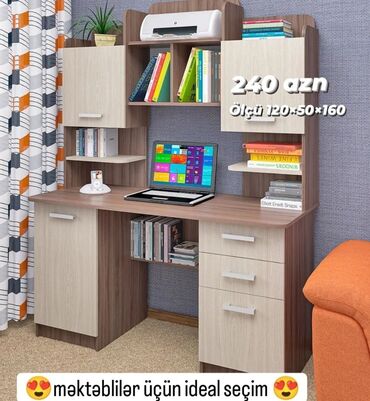 Uşaq masaları: Oğlan və qız üçün, Yeni, Siyirməli, Yazı masası, Stulsuz — 10