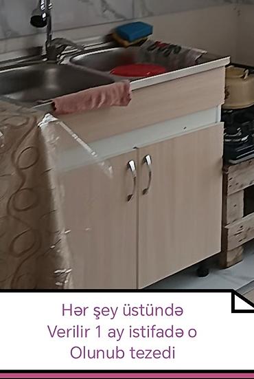 qaz sobasl: Mətbəx mebeli və iki gözlü paslanmayan polad lavabodan ibarət dəst — 3