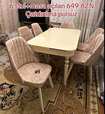 Açılan masa və 6 stul dəsti - Komplekt: 1 açılan masa + 6 ədəd stul -