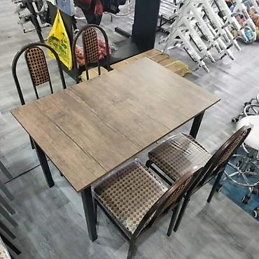 tel masa: Qonaq otağı üçün, Yeni, Açılmayan, Dördbucaq masa, 4 stul — 2
