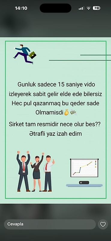 şəkili: Xidmət: Qısa videolar izləyərək onlayn gəlir imkanı Təsvir: - Gündə — 1