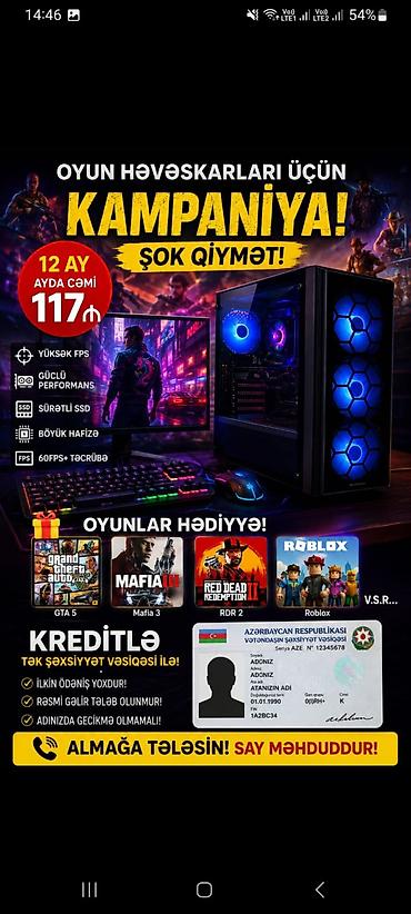 studio monitoru: Oyun həvəskarları üçün gaming stolüstü kompüter seti. ✅ Kredit onlayn — 1