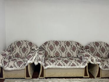 угловой диван кожаный: Гарнитур для зала, Диван, Ткань, текстиль, цвет - Бежевый