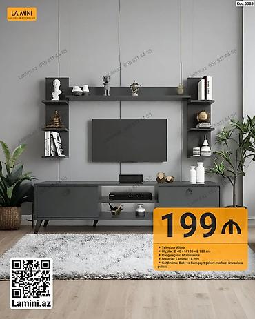 Ev və bağ: Televizor altlığı və divar rəfləri dəsti – La Mini (Kod: 5385) - — 1